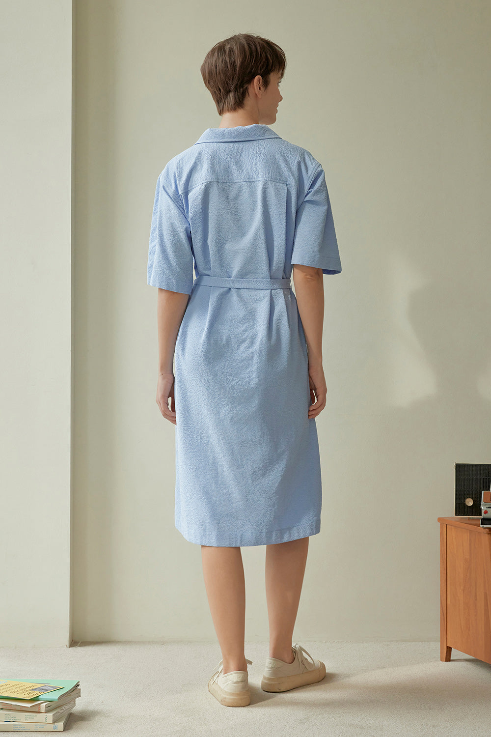 Women's Airy Shirt Dress — Sky Blue
