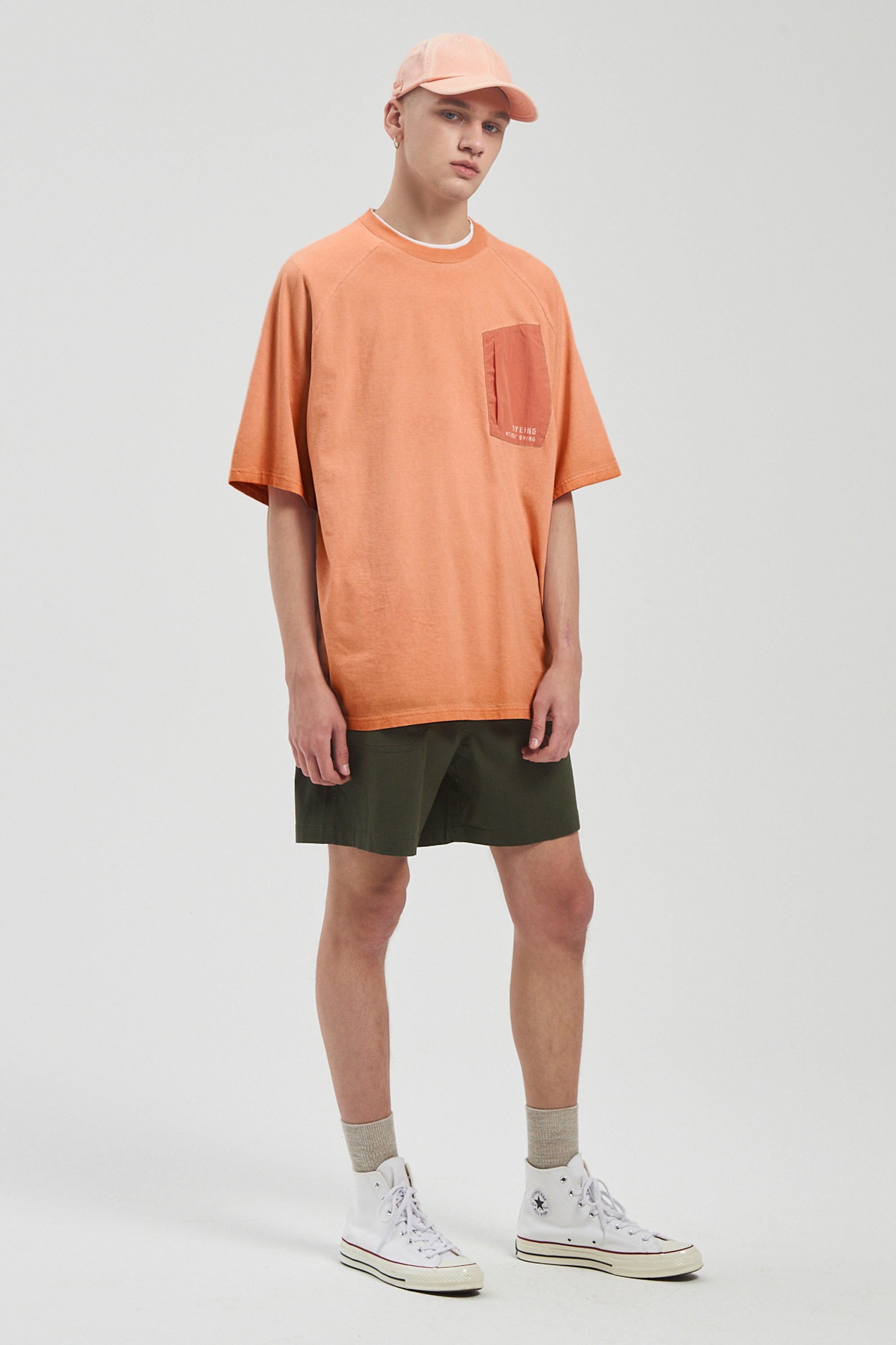 Woven Patched T-Shirt - Coral Sand