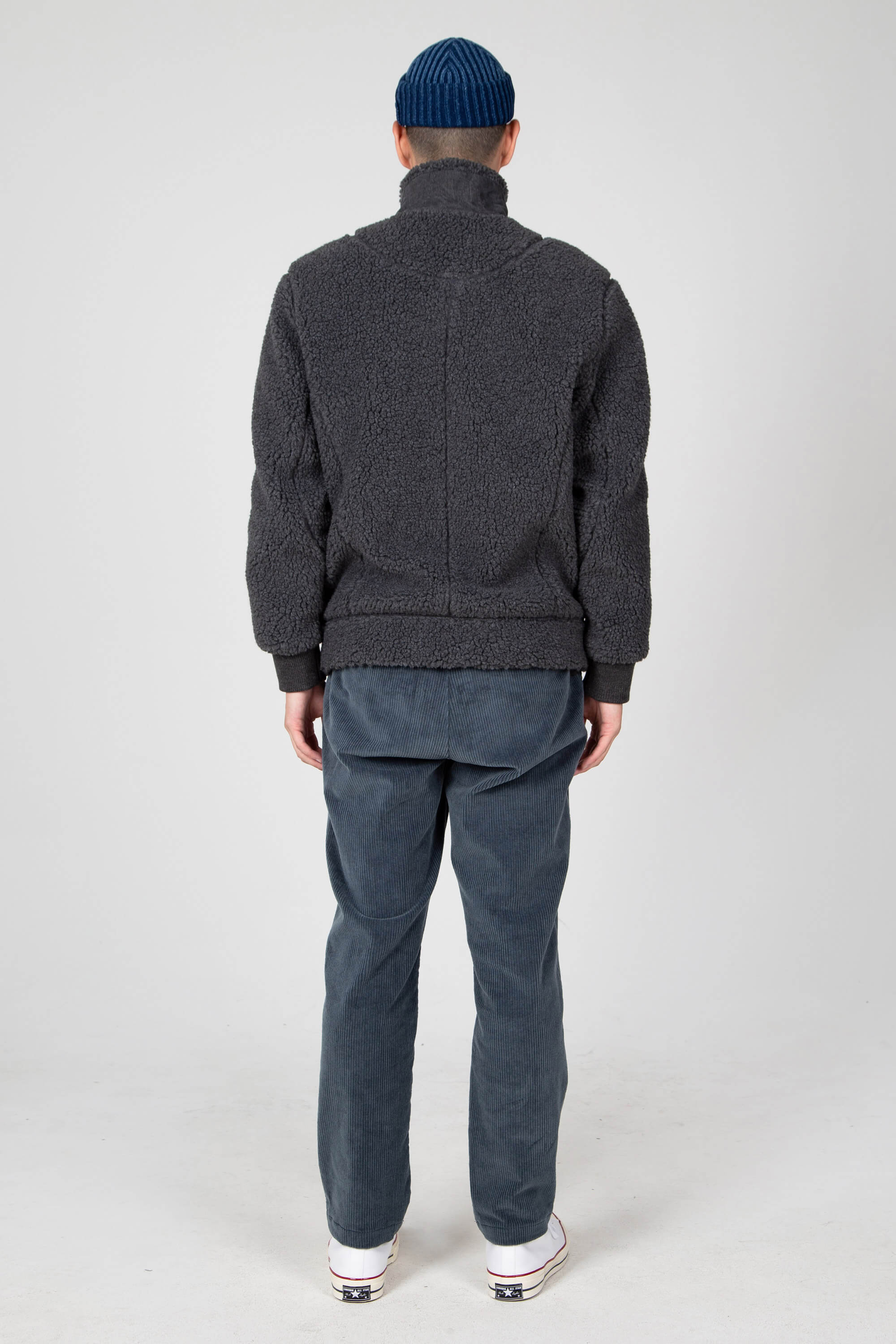 men's pohlar recycled polyester high-pile fleece zip up jacket - dark grey