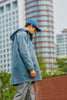 men's hooded organic cotton jacket - blue